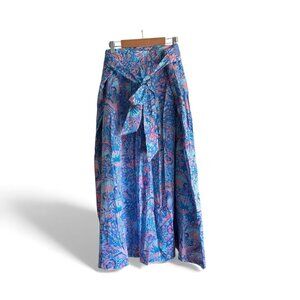 NWT Talbots 16WP Maxi Skirt 100% Cotton Multicolor Tropical Print Side Zipper